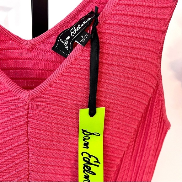 Sam Edelman Pink Bandage Coral V-Neck Dress - Fit and Flare - Picture 8 of 9